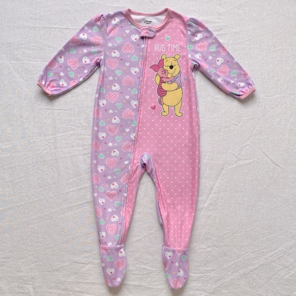 Disney Winnie the Pooh & Piglet “Hug Time” Footie Sleeper Zipper Pajamas 24M